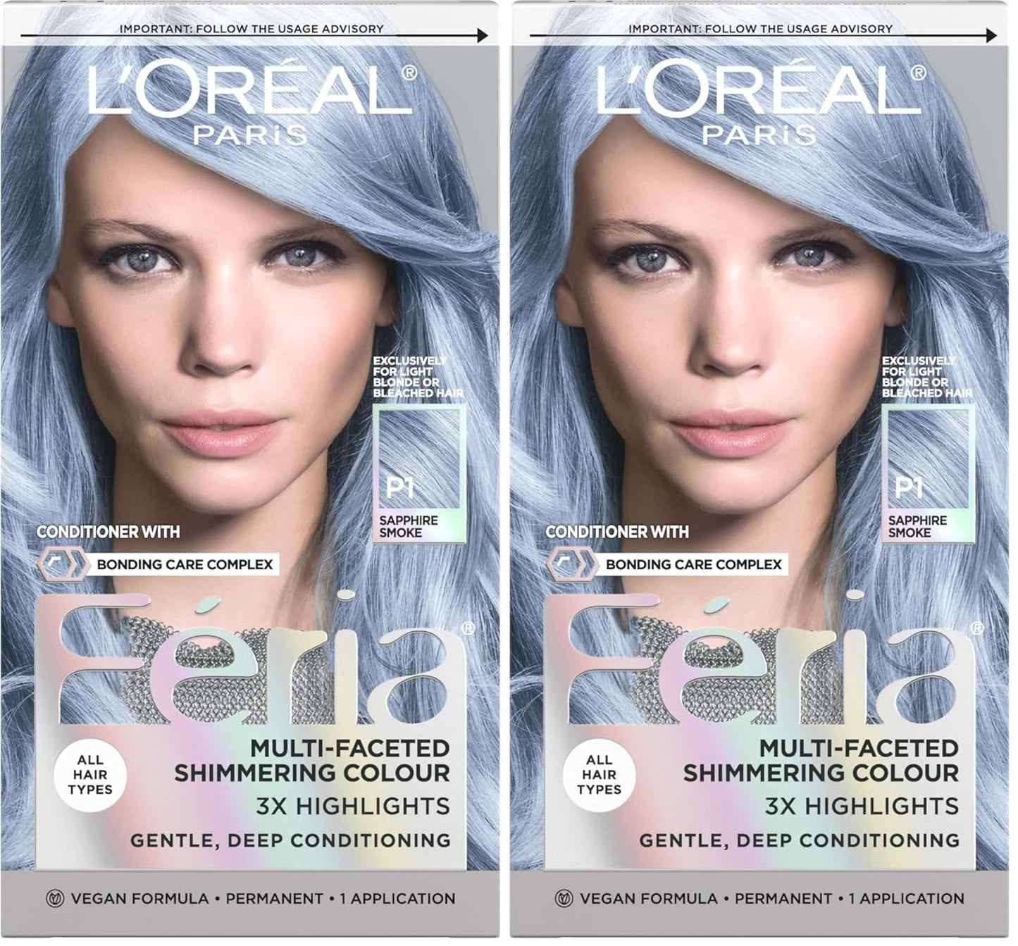 L’Oreal Paris Feria Hair Color - High Intensity Jet Black Dye for 3X Highlights | 1 Kit