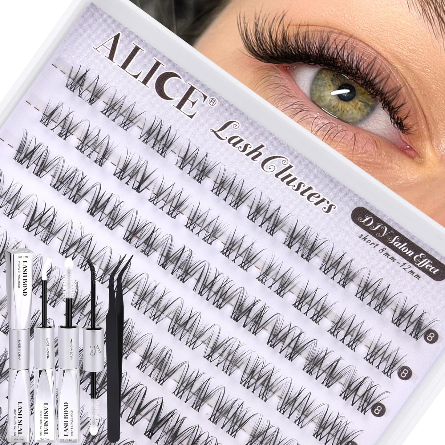 Natural Lash Clusters - Wispy Eyelash Extensions 168pcs | 8-16mm C-Curl, Soft Thin Band for a Natural Look