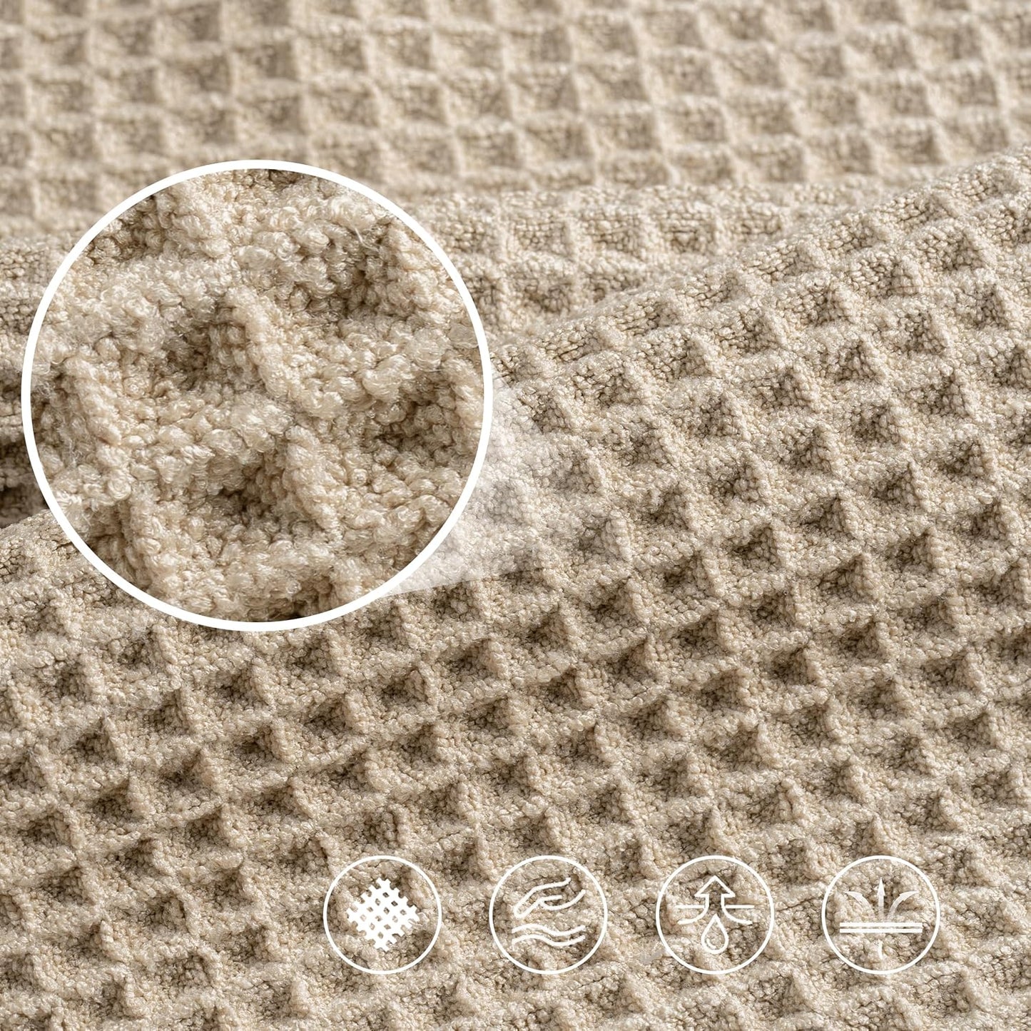 Microfiber Washcloths - Lint-Free Face Towels, 430 GSM | 13 x 13 in, 4 Pack - Waffle Weave