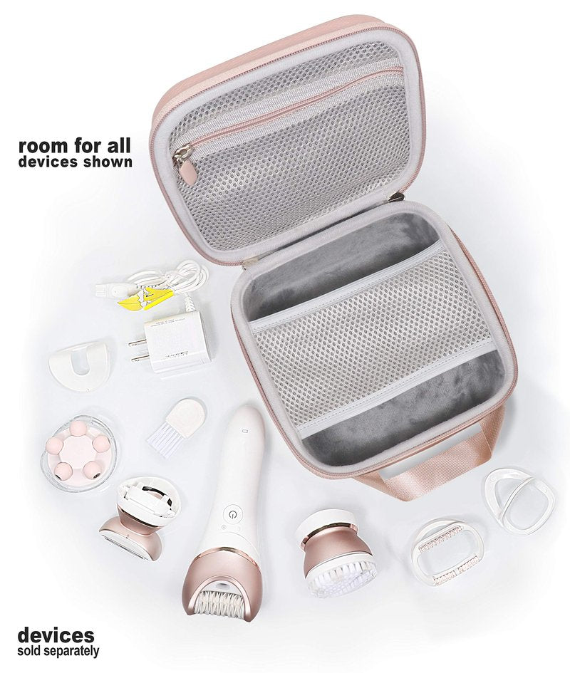 GETGEAR Women's Epilator Case for Philips Satinelle Advanced Wet & Dry Epilator, Prestige Bre650, Deess Permanent Hair Removal, Flawless Legs Women Hair Removal, Braun SIL-epil9 9-579(Rose Gold)