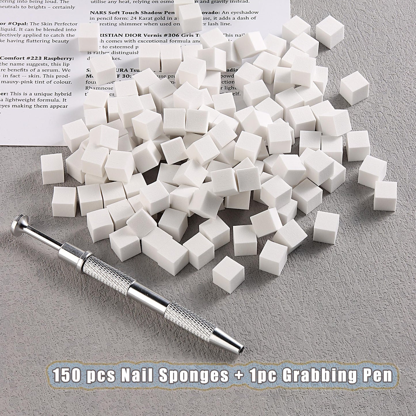 150pcs Ombre Sponge for Nails FSpronail Mini Sponges Gripper Pen Foam Sponge Aura Nail Sponge White Nail Polish Sponges Nail Art Manicure Tools Supplies - Silver