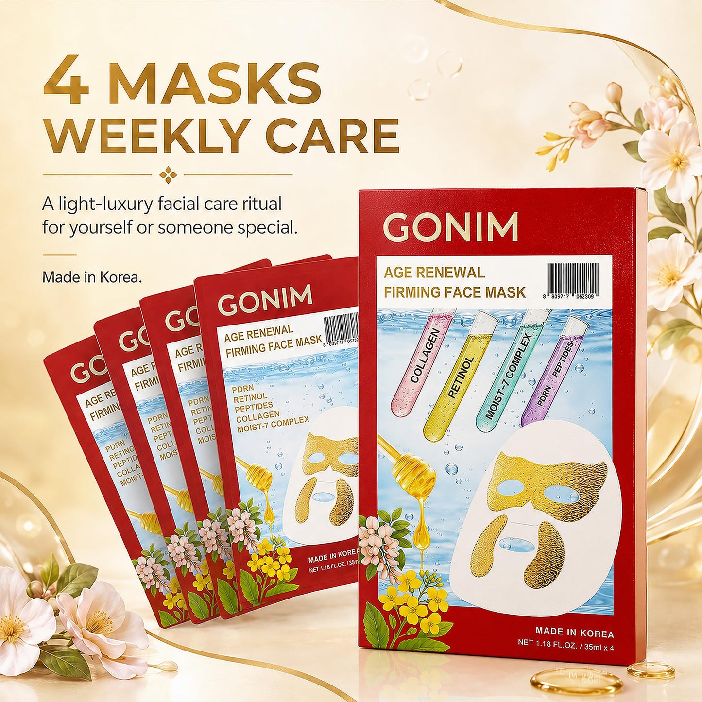 GONIM Korean Face Mask Skincare, Hydrating Face Mask with Retinol Collagen