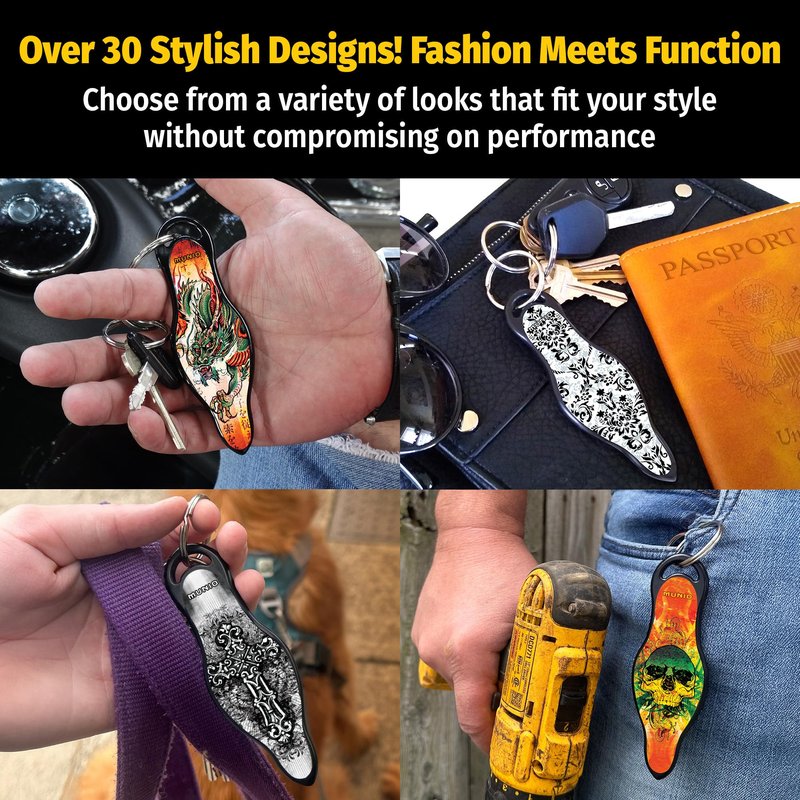 MUNIO Self Defense Keychain – Lightweight, Stylish & Portable Safety Tool for Women & Men – Non-Lethal Kubotan, Easy to Use, TSA Approved – Made in USA – Dragon Legend Design
