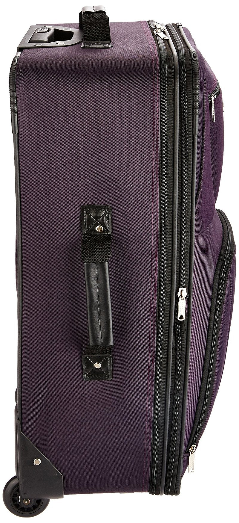 Rockland Fashion Softside 4 Piece Luggage Set, Expandable, (14" Tote/19"/24"/28"), Purple