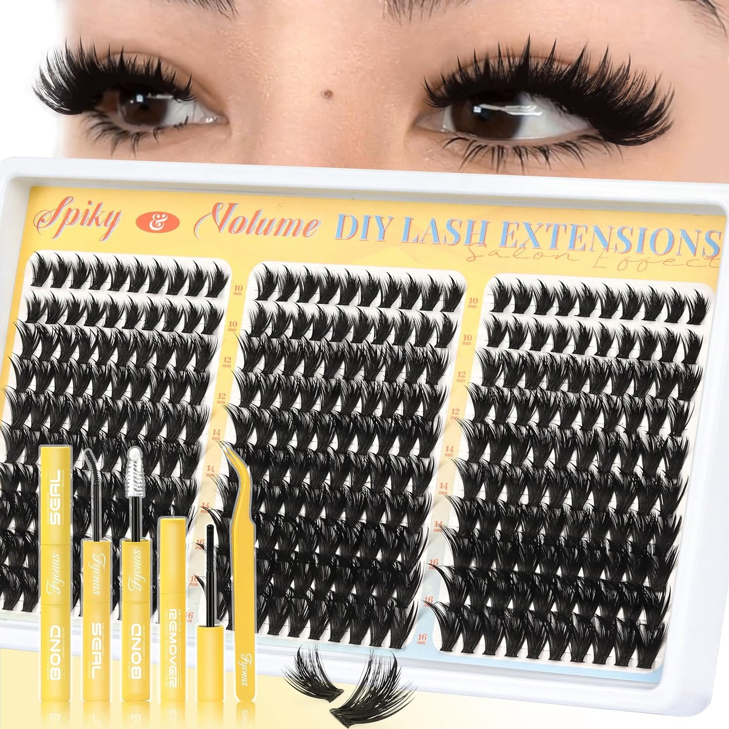 Manga Lash Clusters Kit - Spiky Anime Eyelash Extensions 270 Pcs | D Curl, 10-16mm, Fluffy & Natural Look