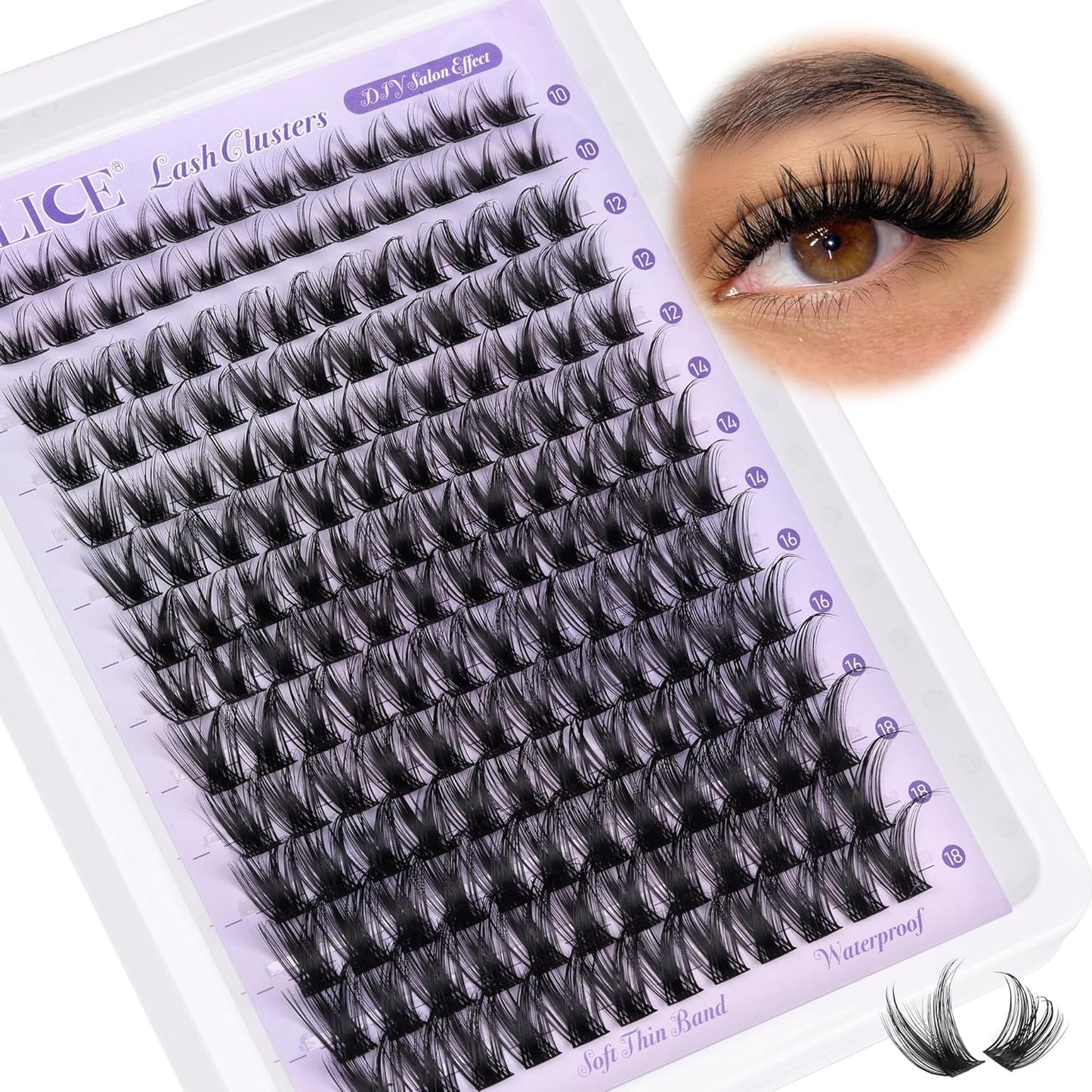 ALICE Lash Clusters - Wispy Eyelash Extensions 10-18mm | 168pcs DIY Individual Lashes with Soft Band