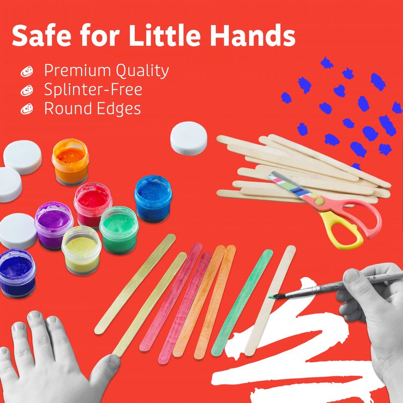 Artlicious 200 Pcs Wooden Craft Sticks – Food-Grade Popsicle Sticks for Crafts & ice Cream Sticks – Wooden Sticks for Crafts, Wood Craft Sticks, Popsicle Sticks Bulk (Natural, 4" x 0.5" x 4.5")