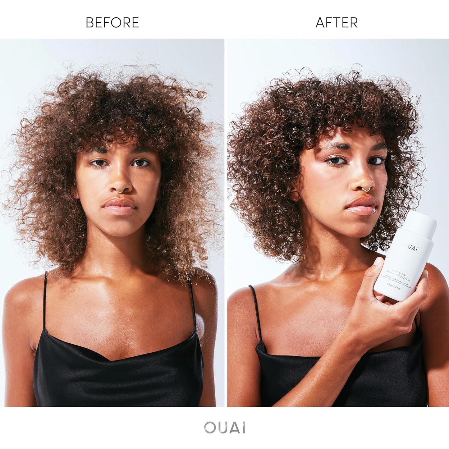 OUAI Hair Gloss Treatment - In-Shower Shine & Frizz Control | Heat Protectant with Hyaluronic Acid & Rice Water (6 Oz)