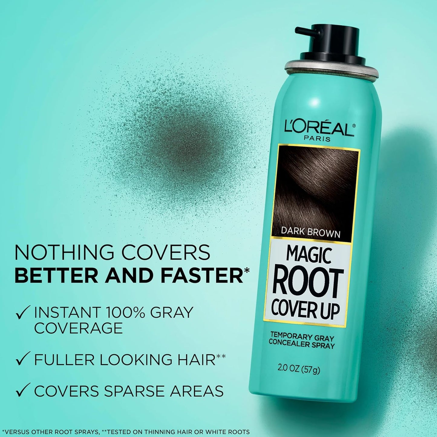L'Oreal Paris Magic Root Cover Up - Gray Hair Spray for 100% Coverage | Lightweight, Ammonia-Free, Black, 2 oz