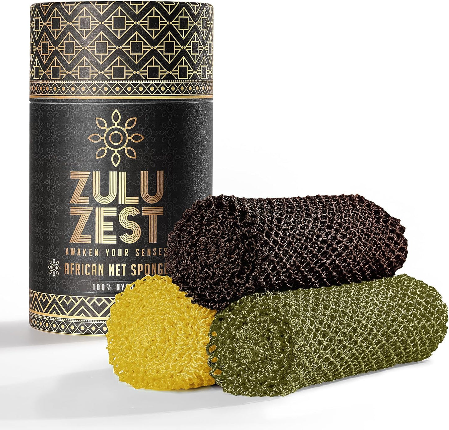 African Net Sponge - Exfoliating Body Scrubber 3-Pack | Quick-Drying Mesh for All Skin Types - Dark Blue, Blue, Turquoise
