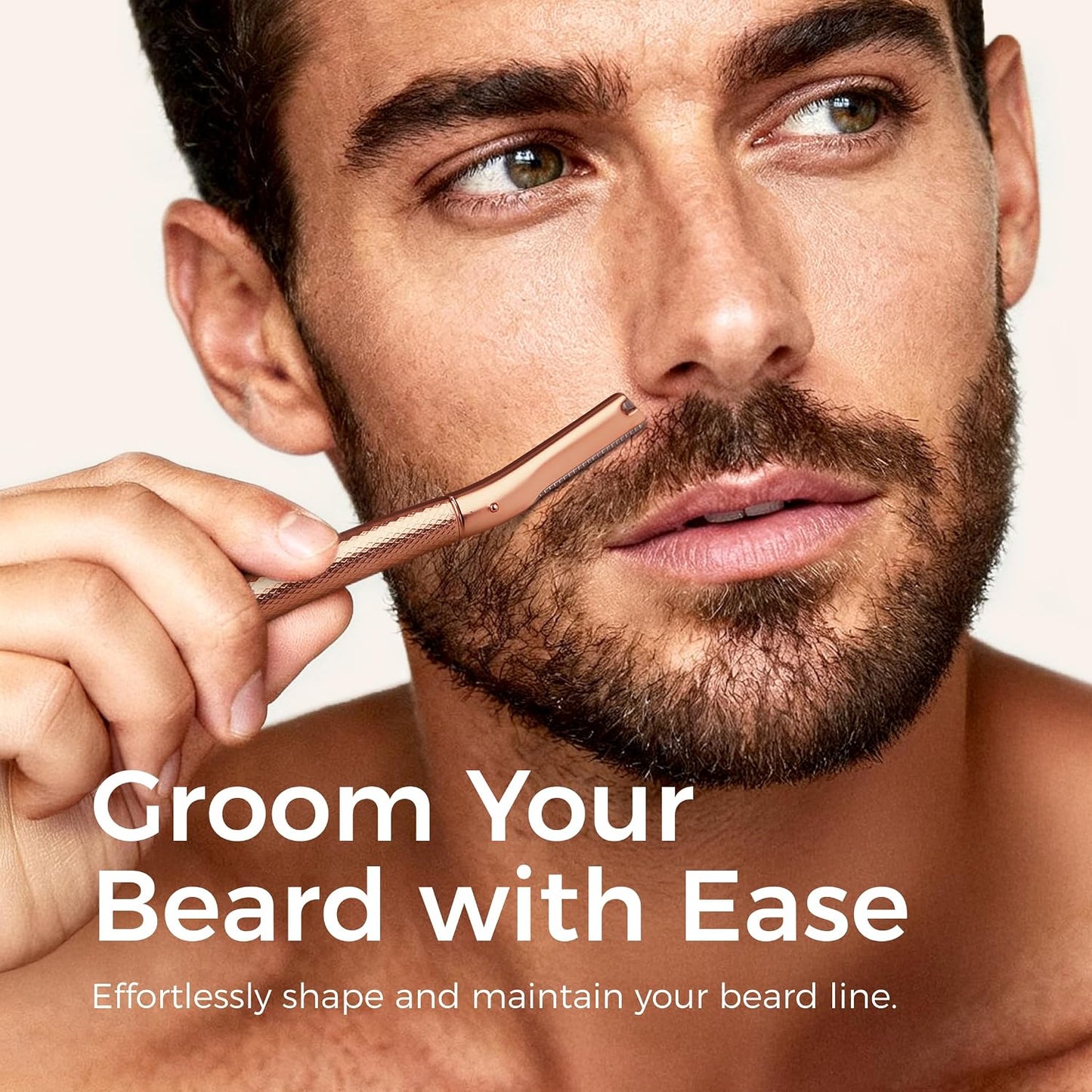 Eyebrow Razor - Precision Face Trimmer for Men & Women - Rose Gold | 6 Blades, Reusable Handle, Compact Design