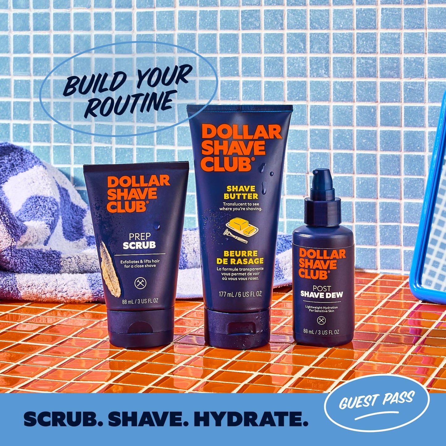 Dollar Shave Club | The Guest Pass Shave Set | 2 Extra Close Refill Cartridges, 1 Handle (Black), 1 Razor Cover