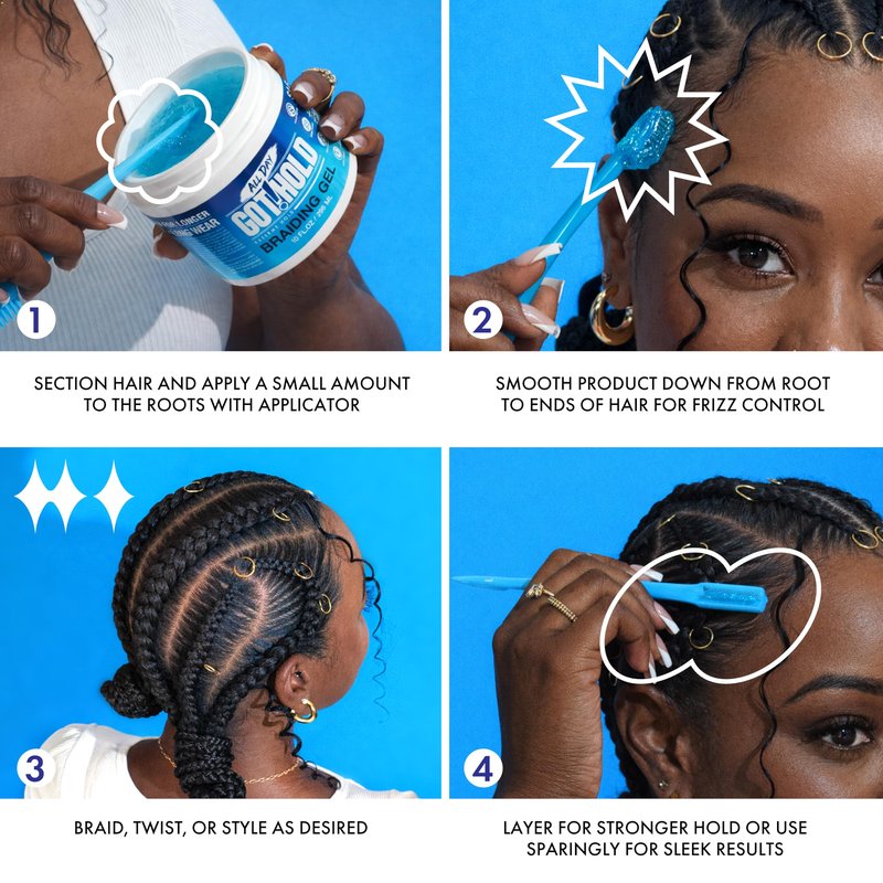ALL DAY GOT HOLD Braiding Gel for Braids, Twists & Protective Styles (Breakage Relief) – Strong Hold with Sea Moss & Peppermint – Non-Flaking Styling Gel for Natural Hair – 10 Fl Oz