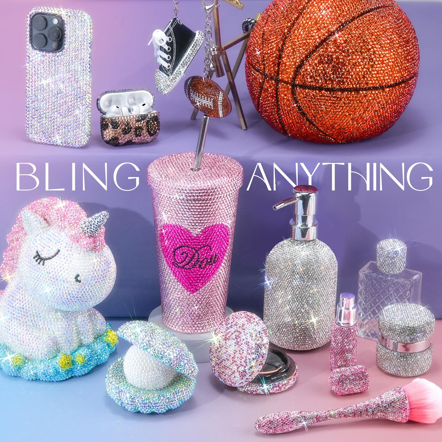 LOTWOW 40000 Pcs Resin Jelly Rhinestones Kit, 30 Colors 3mm Flatback Rhinestones with 4 Pcs B7000 Jewelry Glue & Tools, All-in-One Bedazzling Kit for DIY Arts & Crafts Gifts