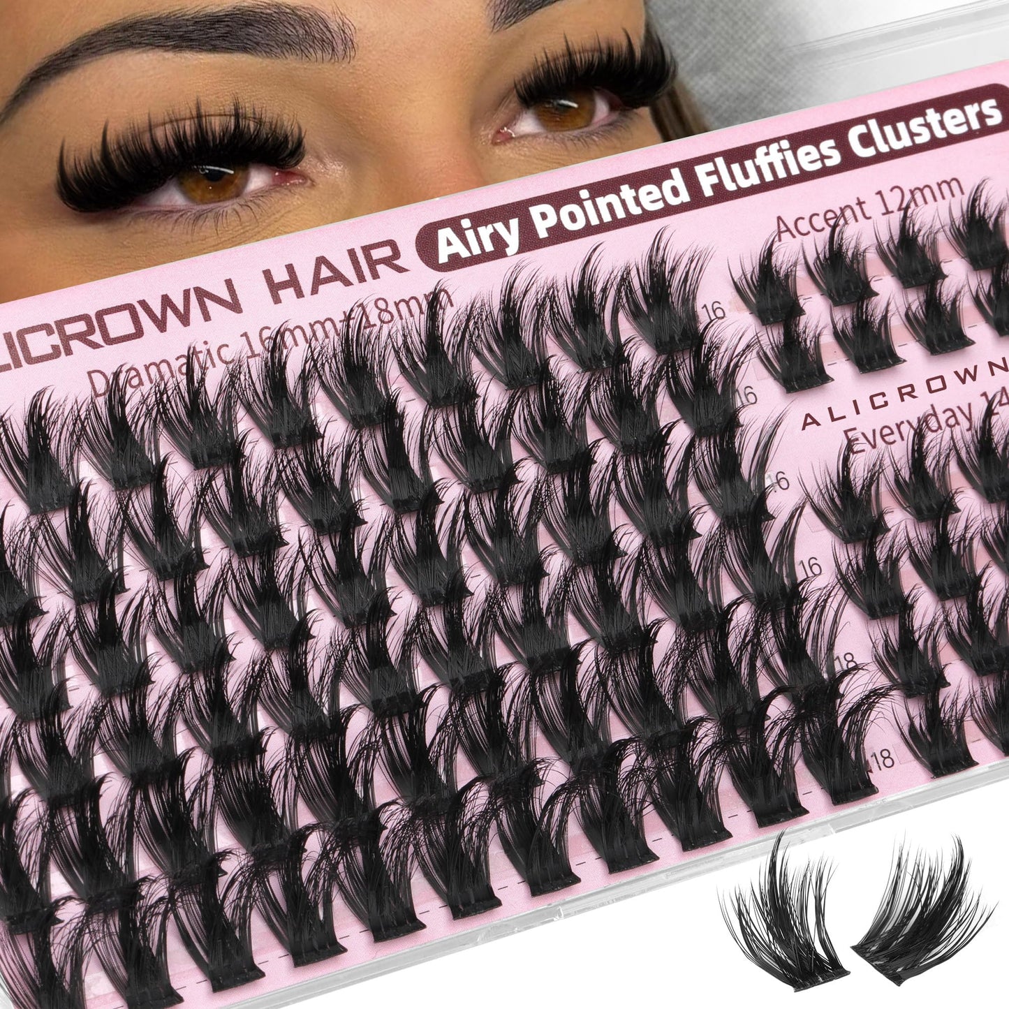 Manga Lash Clusters with Spikes 12-18MM Fluffy Spiky Eyelash Clusters Baddie Dramatic Lash Extensions Baddie Individual Lashes Airy Soft for Smoky Makeup Eyelash Extensions by ALICROWN