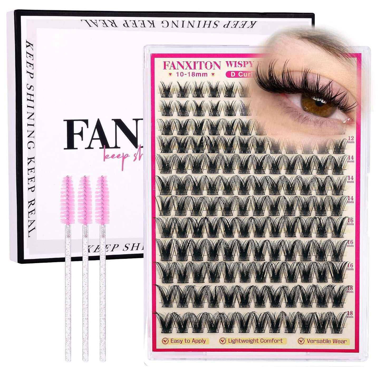 DIY Eyelash Extension Kit - Thick Volume 40D & 50D Cluster Lashes | 280 Pieces with Bond & Tweezers