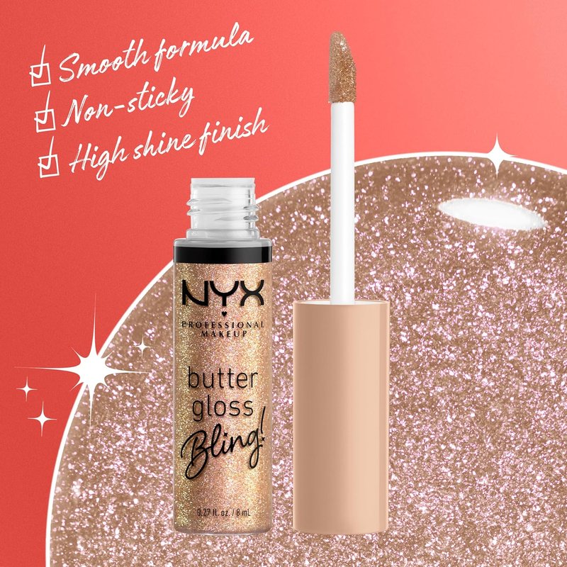 NYX Butter Gloss - Non-Sticky Vegan Lip Gloss for Shiny Finish | Bling Effect