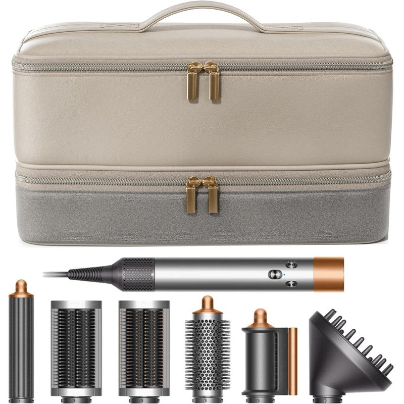 BellaBag for Dyson Airwrap Travel Case, Shark Flex Style Case, Hair Dryer Travel Bag, Shark Hair Dryer Storage, Airstraight Air Wrap Flexstyle Fusion Organizer, Dyson Travel Bag (Beige & Gray)