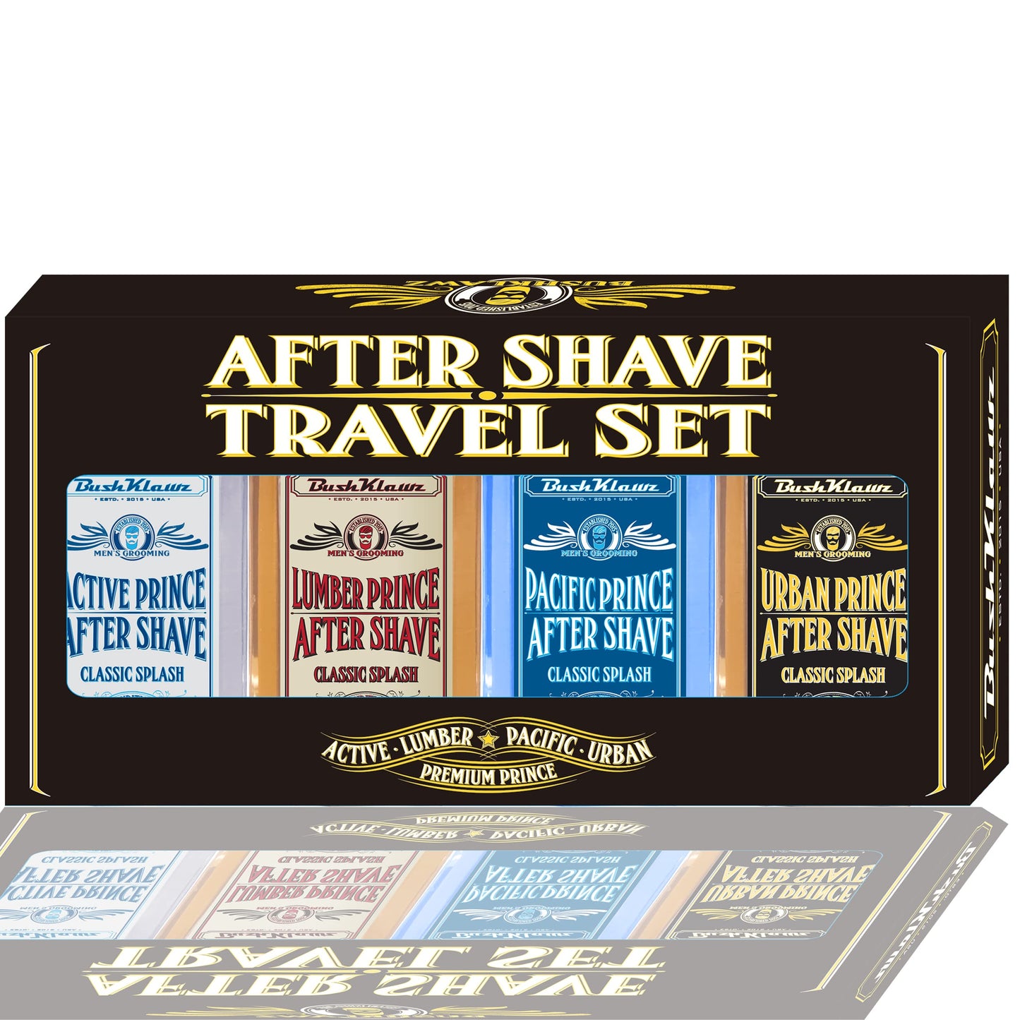 BushKlawz Classic Refreshing Cooling Soothing Barbershop After Shave Lotion Balm Toner Splash Variety Sampler Travel Kit Satisfy all Types of Viking Cannon Black Prime AfterShave Tonic Cologne