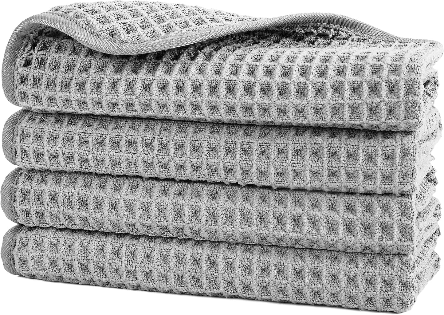 Microfiber Washcloths - Lint-Free Face Towels, 430 GSM | 13 x 13 in, 4 Pack - Waffle Weave