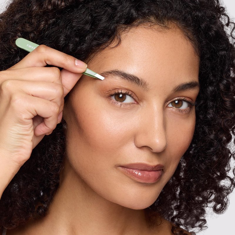 Tweezerman Stainless Steel Slant Tweezer - Eyebrow Tweezers for Women and Men (Pistachio)
