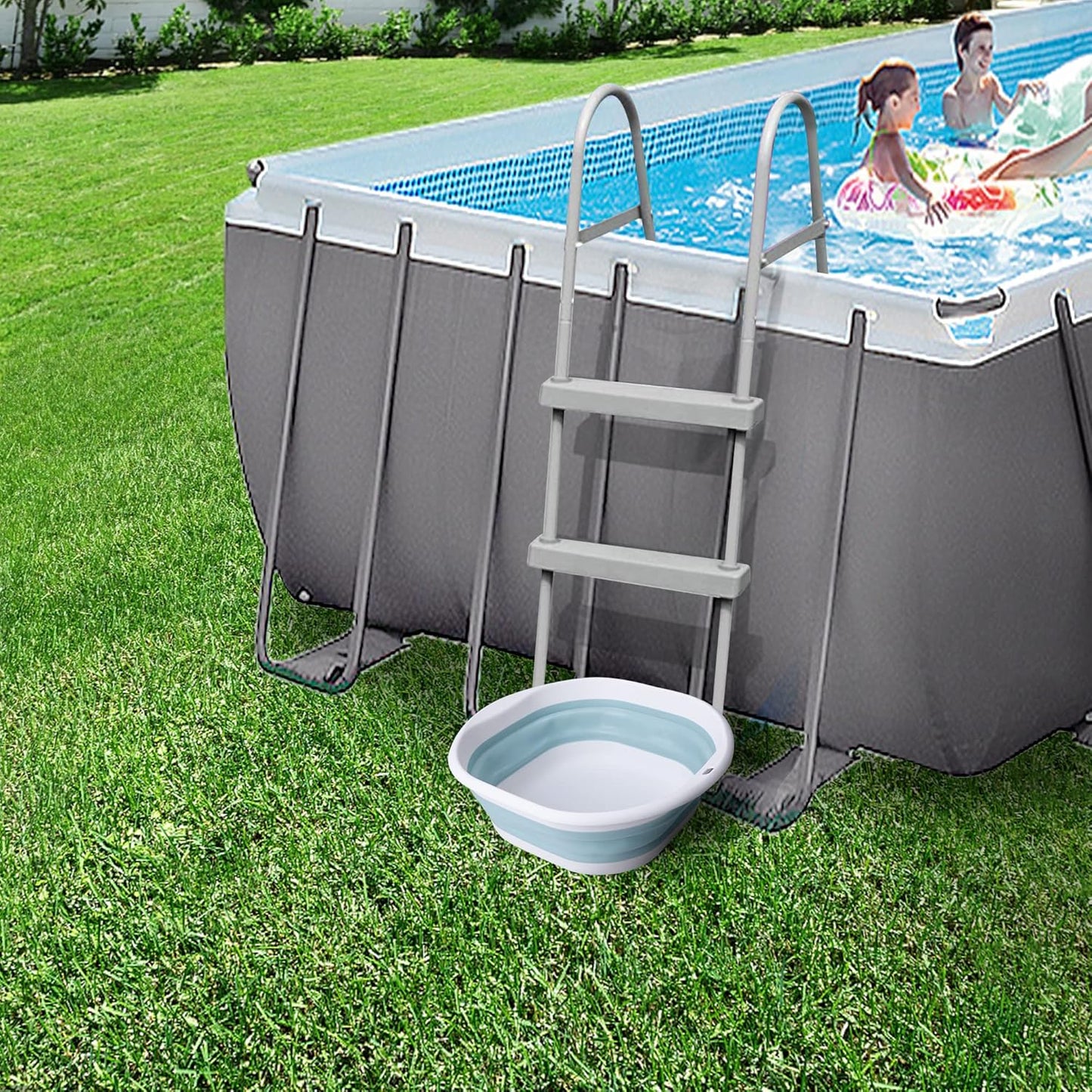 Portable Pool Foot Bath - Collapsible Foot Wash Basin for Above Ground Pools | Compact & Easy to Store