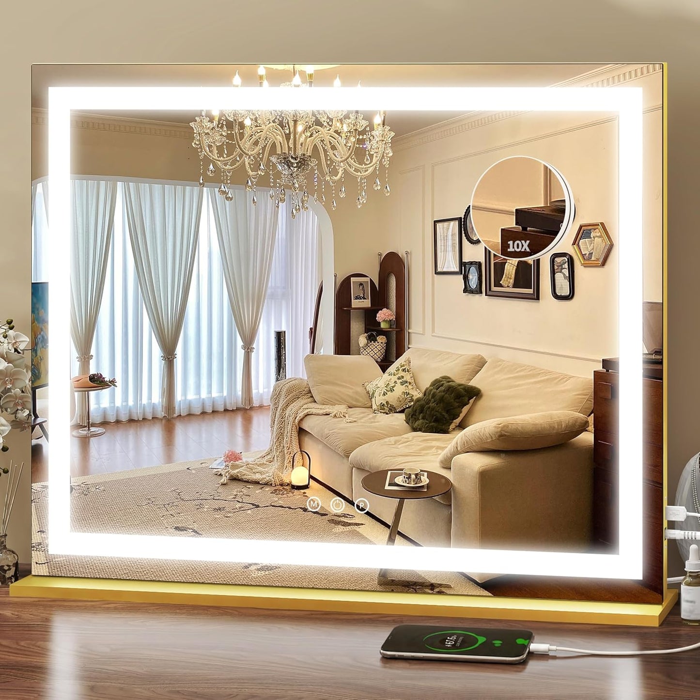 Lighted Vanity Mirror - 23x18 Inch Dimmable LED with Touch Control | Large Makeup Mirror for Dressing Room