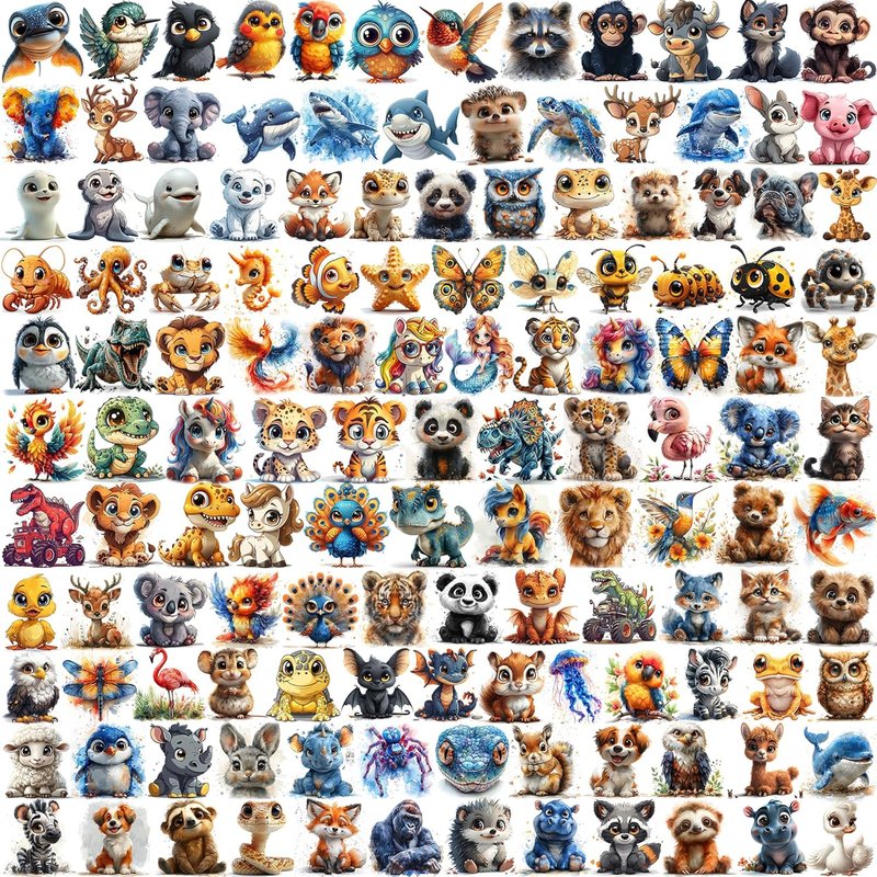 132 PCS 3D Cartoon Animal Temporary Tattoos for Kids - Fun Birthday Party Favors | Mixed Cute Designs