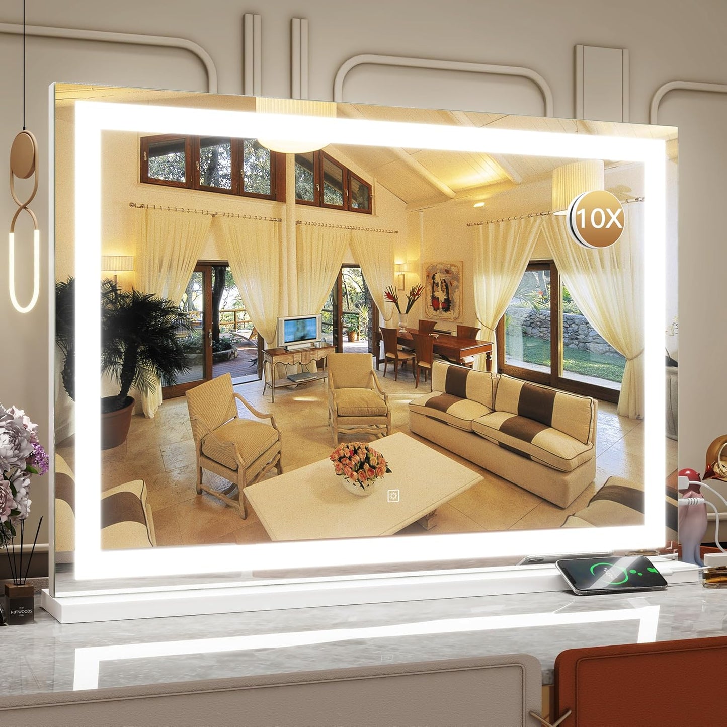 Lighted Vanity Mirror - 23x18 Inch Dimmable LED with Touch Control | Large Makeup Mirror for Dressing Room