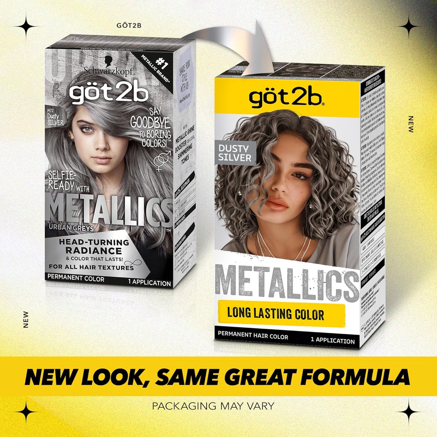 Got2b Metallics Permanent Hair Color - M72 Dusty Silver | Vibrant, Long-Lasting Shade