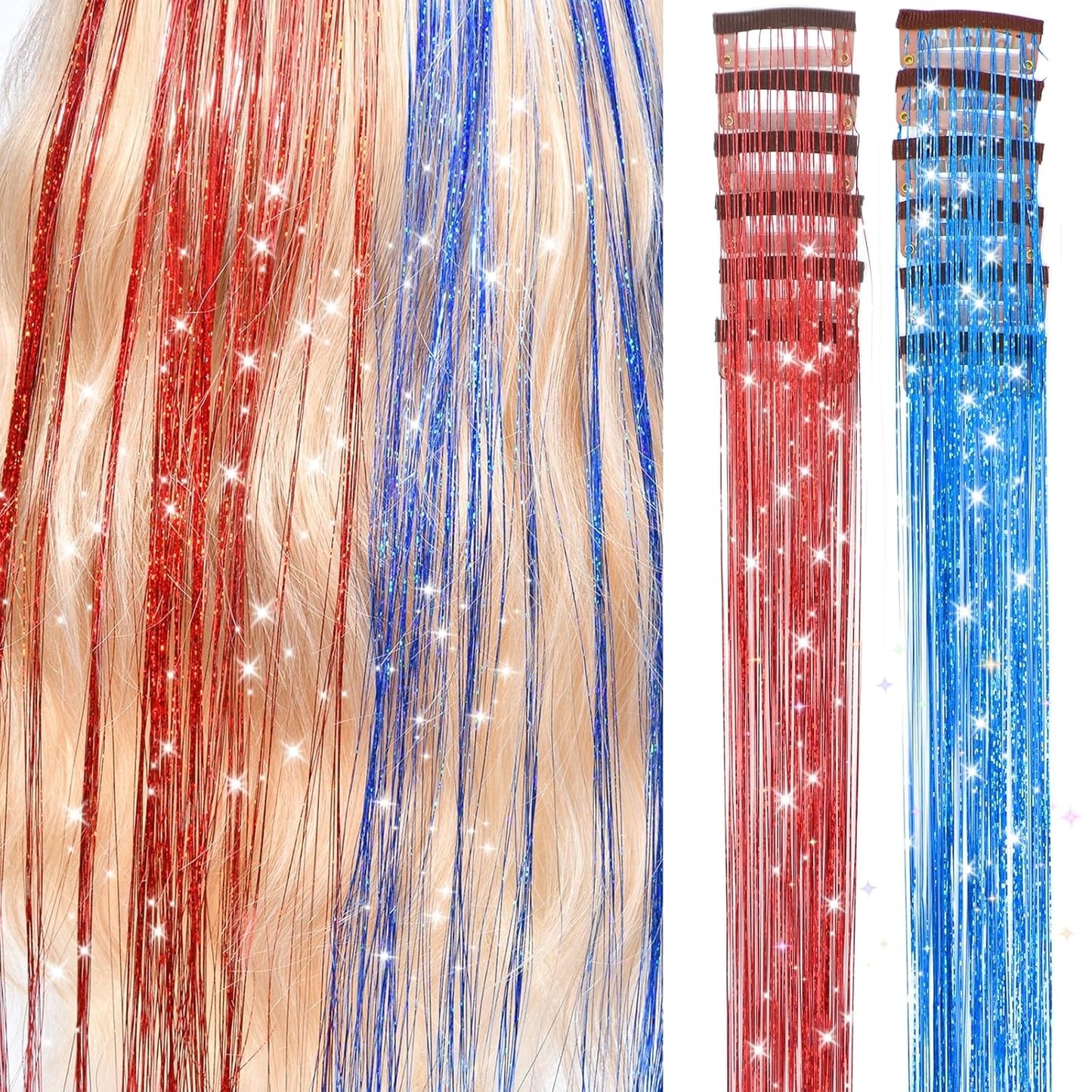 Hair Tinsel Kit - 18 Colors Holographic Hair Extensions | Heat Resistant Fairy Tinsel for Festivals & Parties