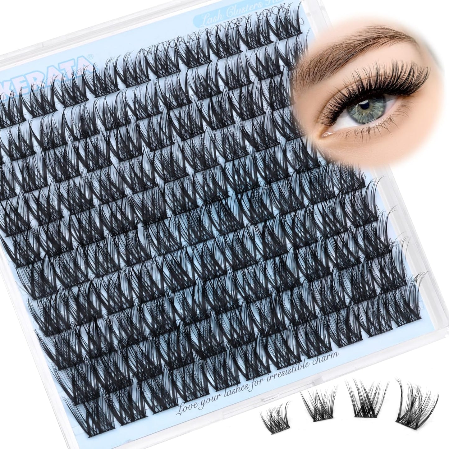 Wispy Lash Clusters - Natural Eyelash Extensions, 110 Pcs C Curvature | 10-16 mm Mix Length, Reusable with Thin Band