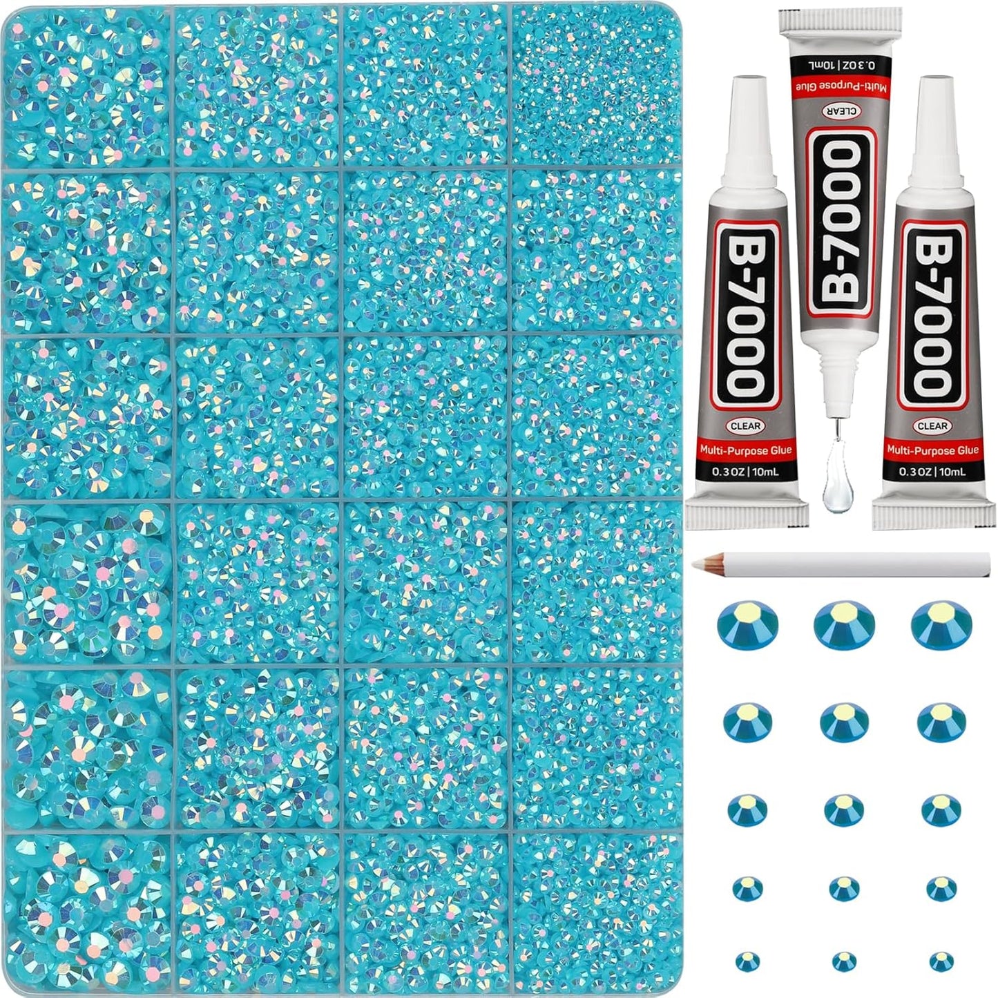 Red Rhinestones Bedazzler Kit - 6500 Pcs Flatback Crystals & B7000 Glue | 2-6mm Resin Gems for Crafts, Clothes, Shoes, Nails