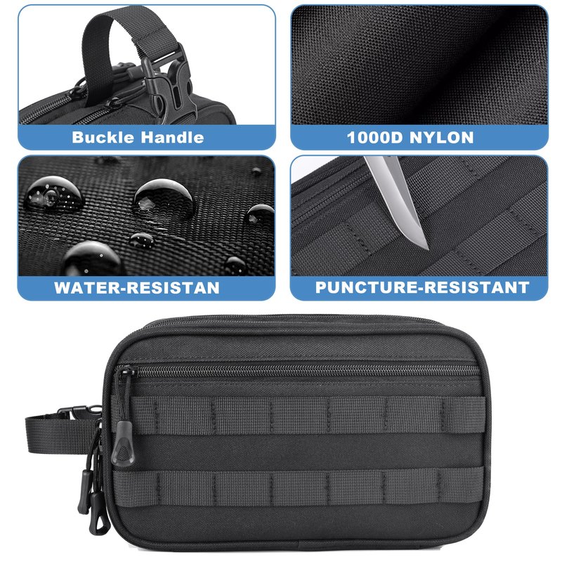 HILOMON Men's Toiletry Bag, Tactical Inspired Hygiene Shaving Bath Shower Grooming Toiletries Bag for Men Water-resistant Dop Kits for Travel
