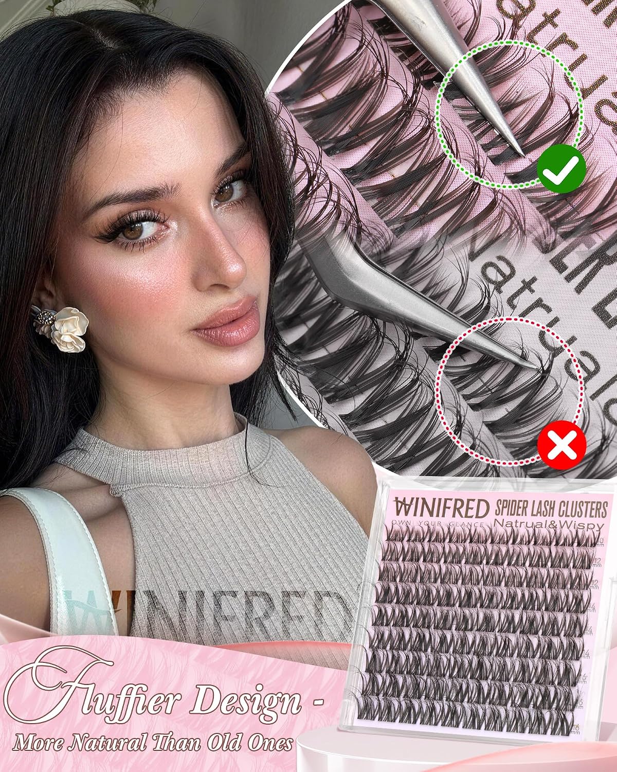 Spider Lash Clusters - Wispy Eyelash Extensions for Natural Look | D Curly 10-16mm Invisible Band
