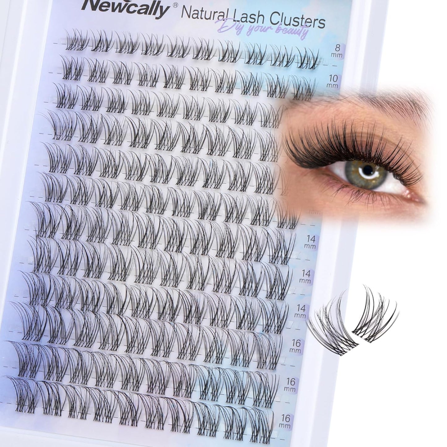 Lash Clusters Kit - Wispy Natural C-Curly Eyelash Extensions | DIY Volume Lashes 10-16MM