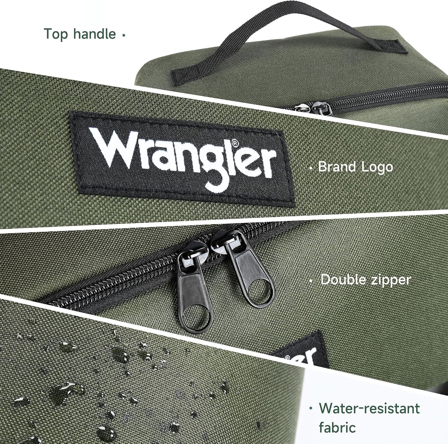 Wrangler Travel Toiletry Bag - Large Capacity Makeup Organizer | Water-Resistant Nylon, 4 Pockets, 180° Lay-Flat Design