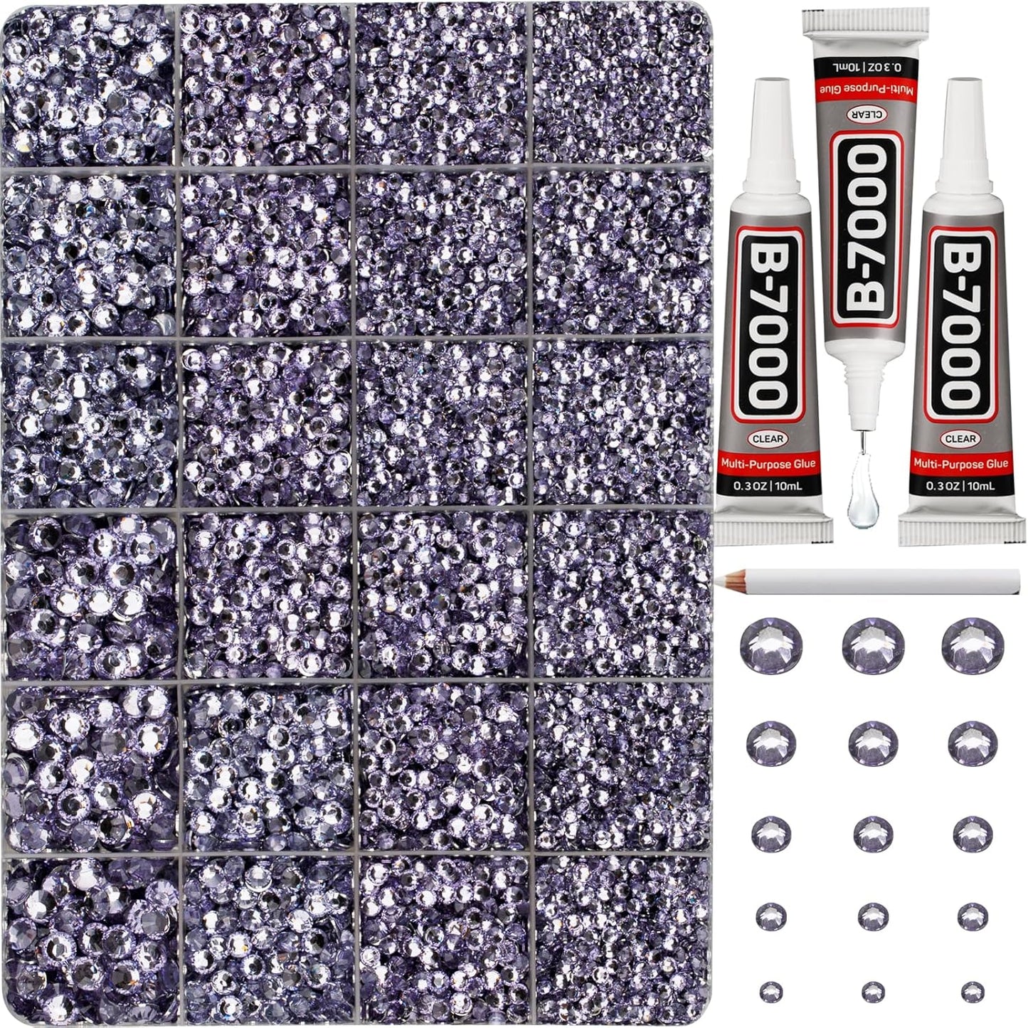 Red Rhinestones Bedazzler Kit - 6500 Pcs Flatback Crystals & B7000 Glue | 2-6mm Resin Gems for Crafts, Clothes, Shoes, Nails