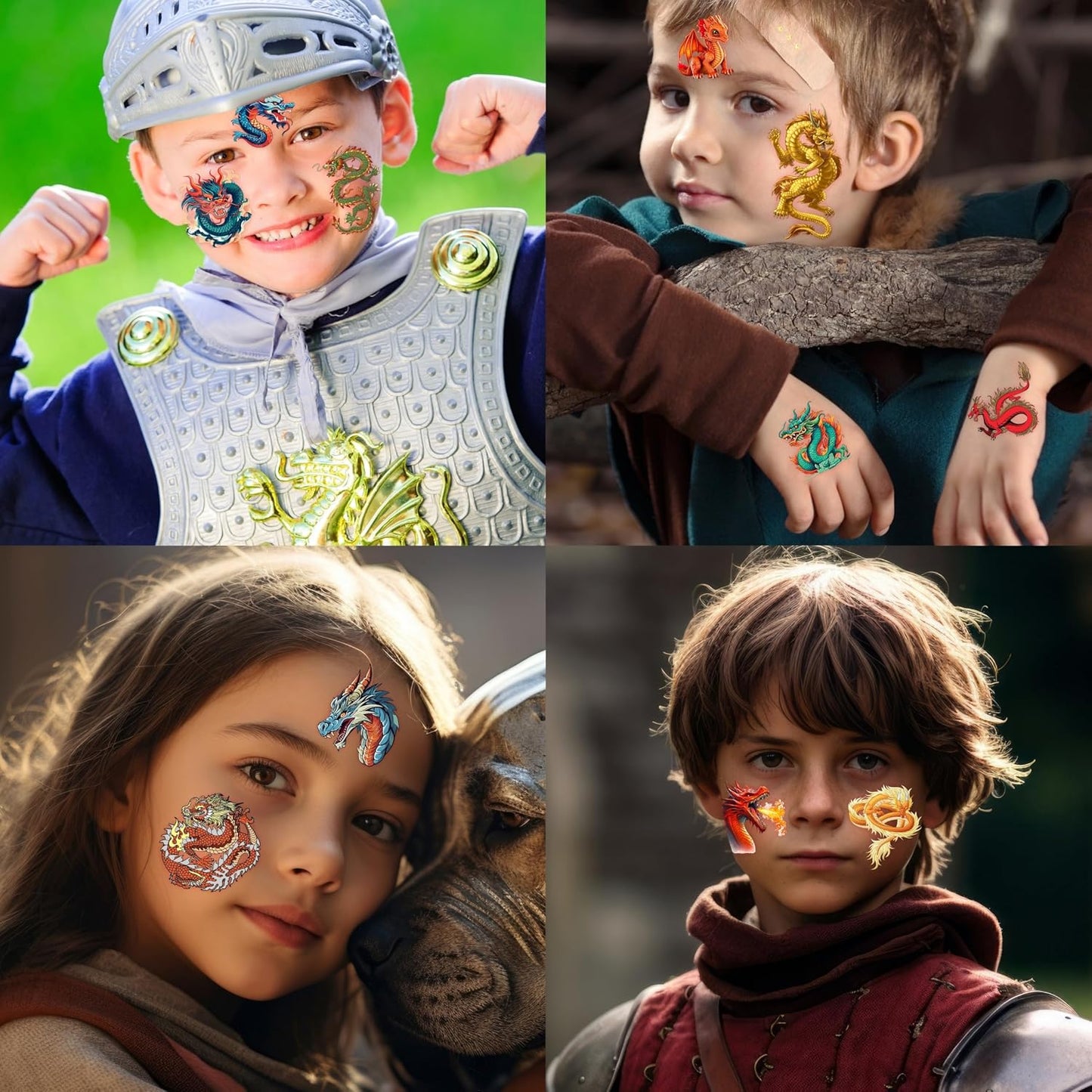 Dragon Temporary Tattoos - 96PCS Pre-Cut Stickers for Kids | Birthday Party Favors & Classroom Rewards