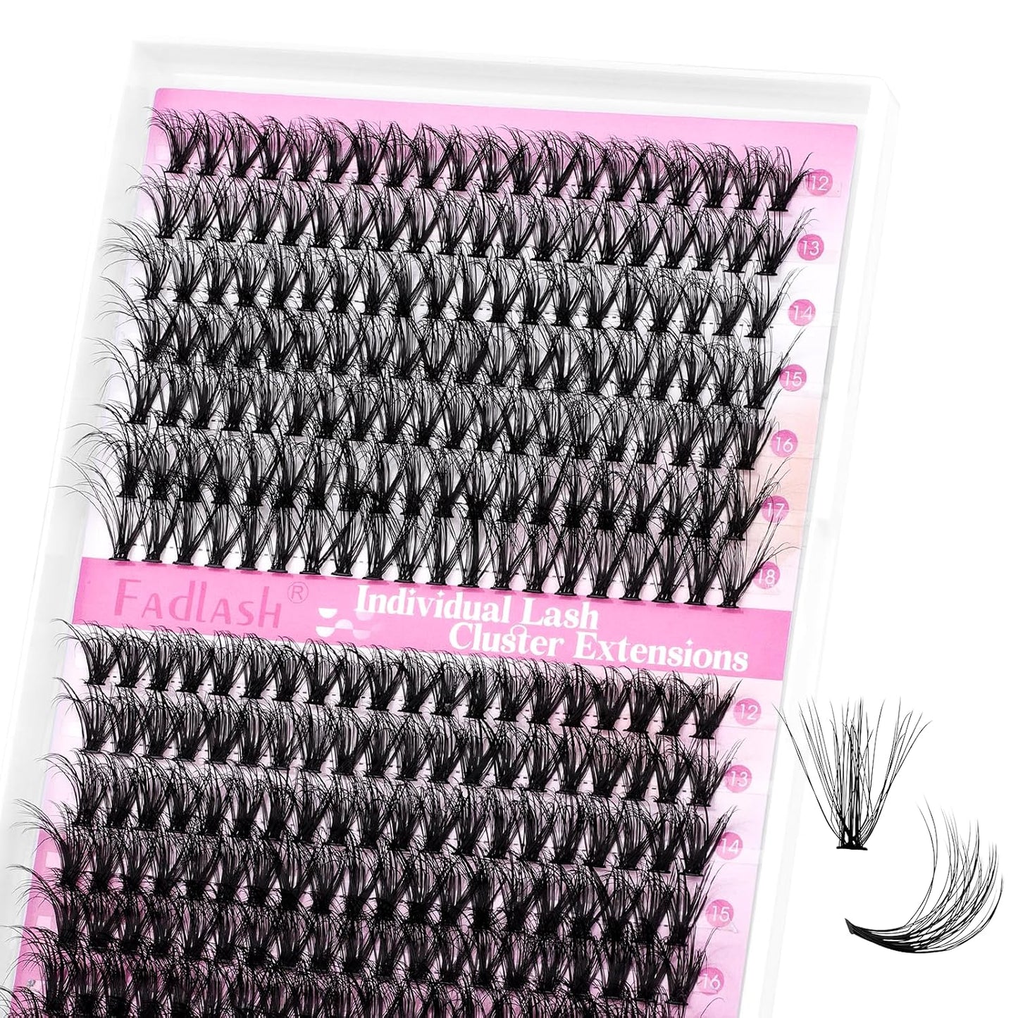 Cluster Lashes - D Curl Wispy Individual Eyelash Extensions for Natural Look | Reusable Fluffy DIY Kit (12-18mm Mix)
