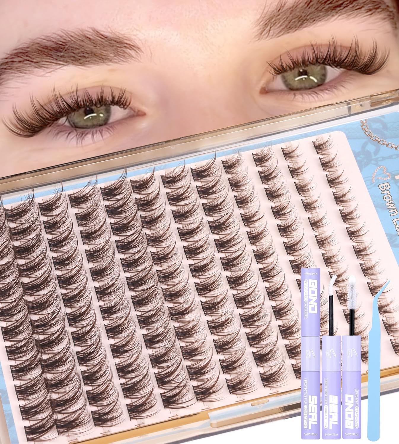 Natural DIY Lash Extensions - C-Curly Cluster Eyelashes | 216 Pcs Wispy Cat Eye Lashes for Beginners