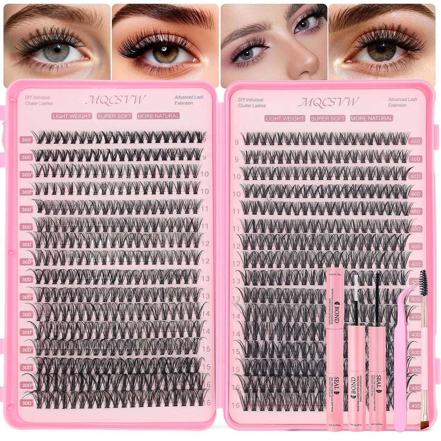 Lash Clusters - 80D & 100D Long 10-21mm Eyelash Extensions Kit | Wispy Thick Volume 300pcs Individual Lashes