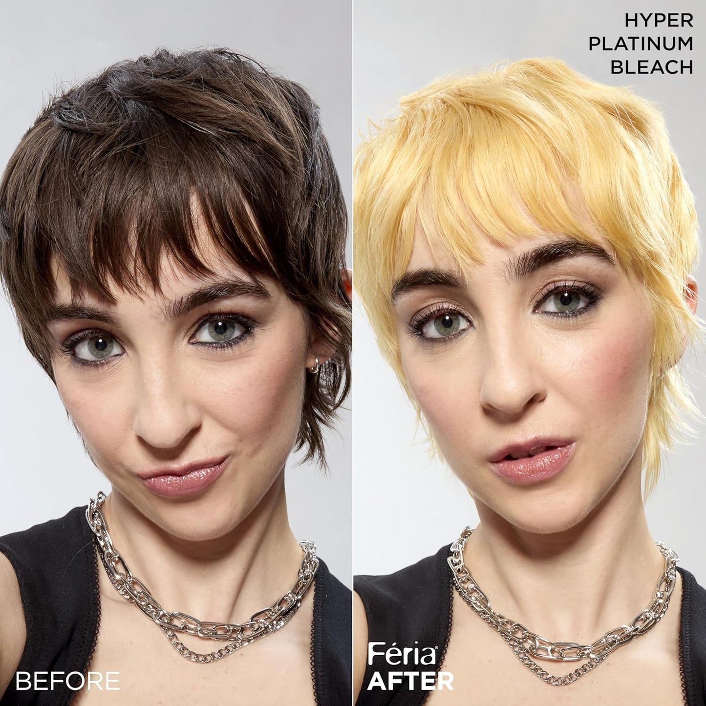L'Oreal Paris Feria Hyper Platinum Hair Bleach Kit - Lifts Up to 8 Levels | Includes Anti-Brass Conditioner