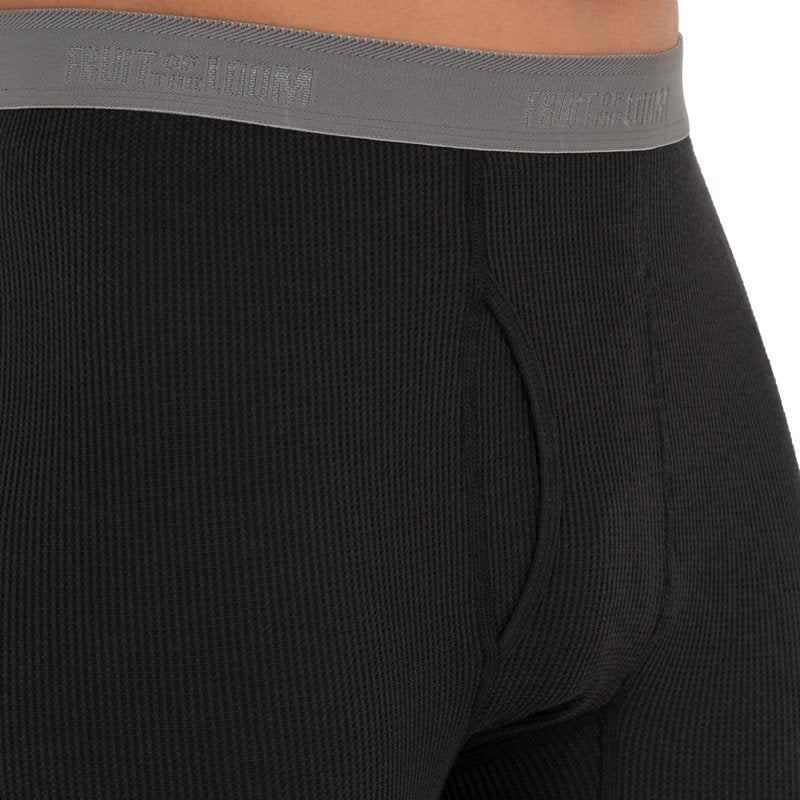 Fruit of The Loom Men's Recycled Waffle Thermal Underwear Bottom, Black, Large