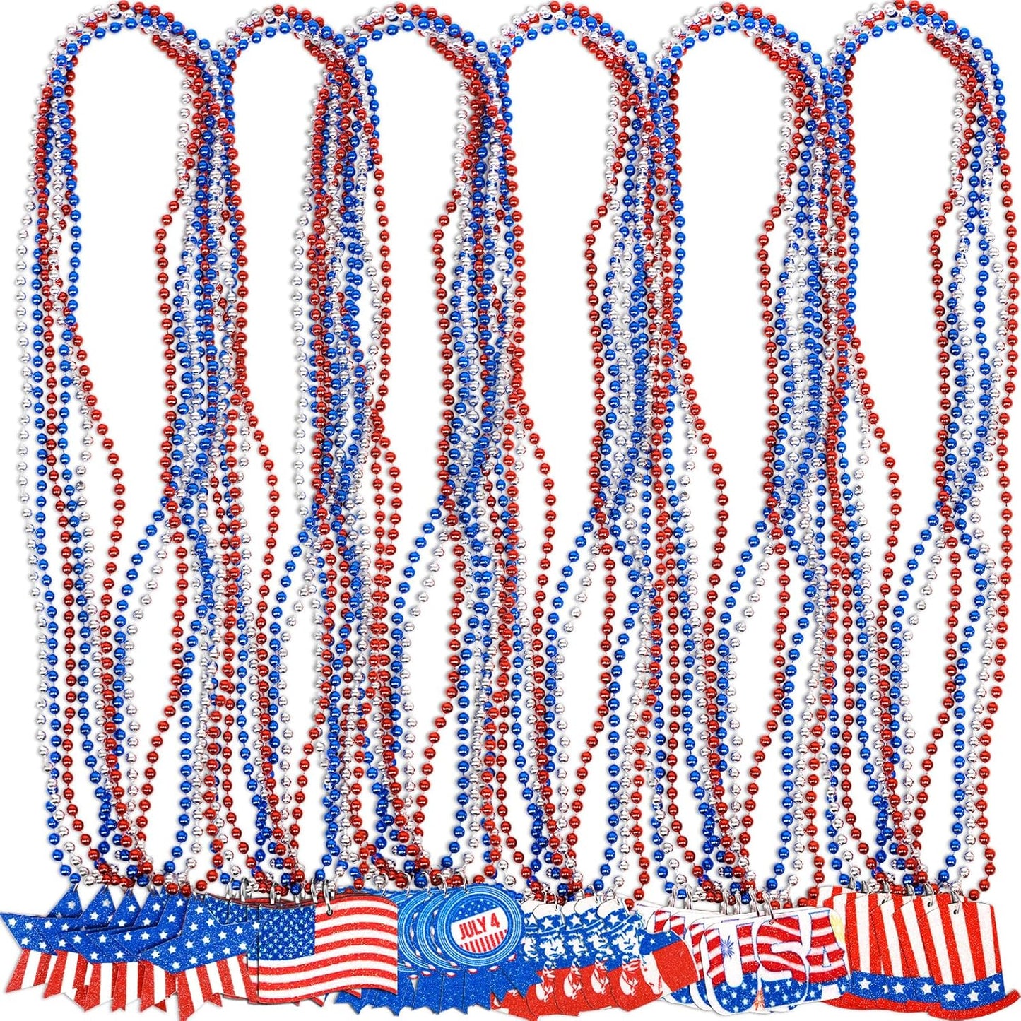 Patriotic Bead Necklaces - 36PCS Fourth of July Accessories | Uncle Sam Hat Design