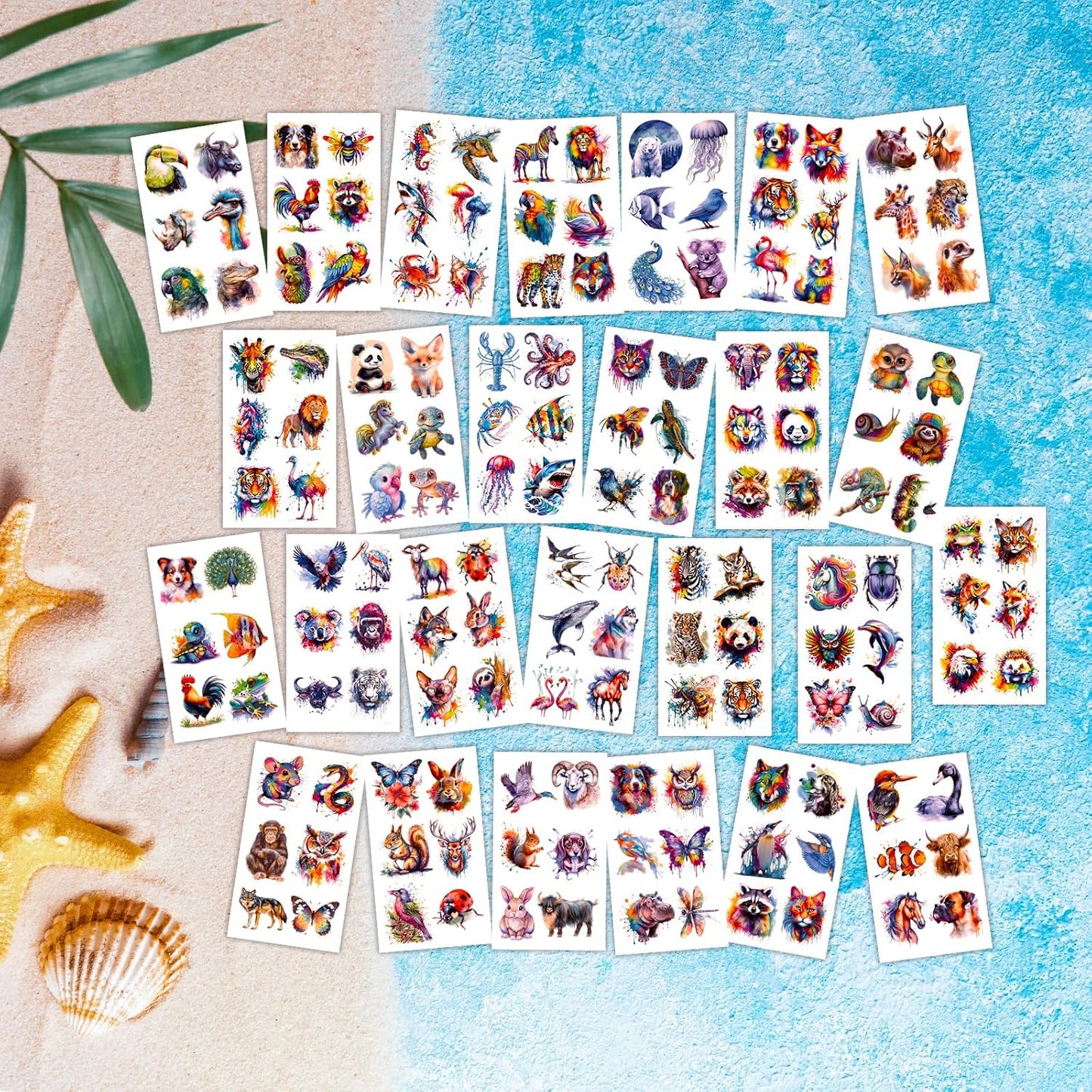 160 PCS Watercolor Animal Temporary Tattoos for Kids - Cute Stickers for Birthday Parties & Gifts | 30 Sheets
