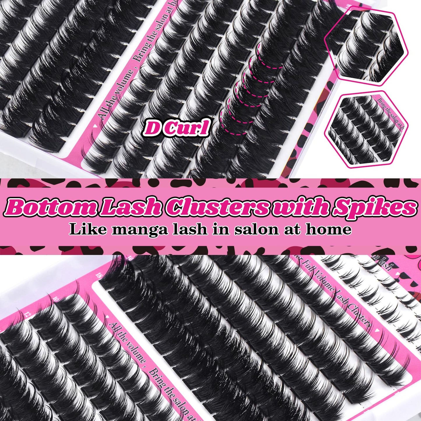 Cove Lash Clusters Kit Eyelash Clusters with Bottom Lashes 10-18mm Manga Fairy Individual Lashes Wispy Fluffy Cluster Eyelash Extensions Bond & Seal Spiky D Curl Lash Extension Kit by MilyBest