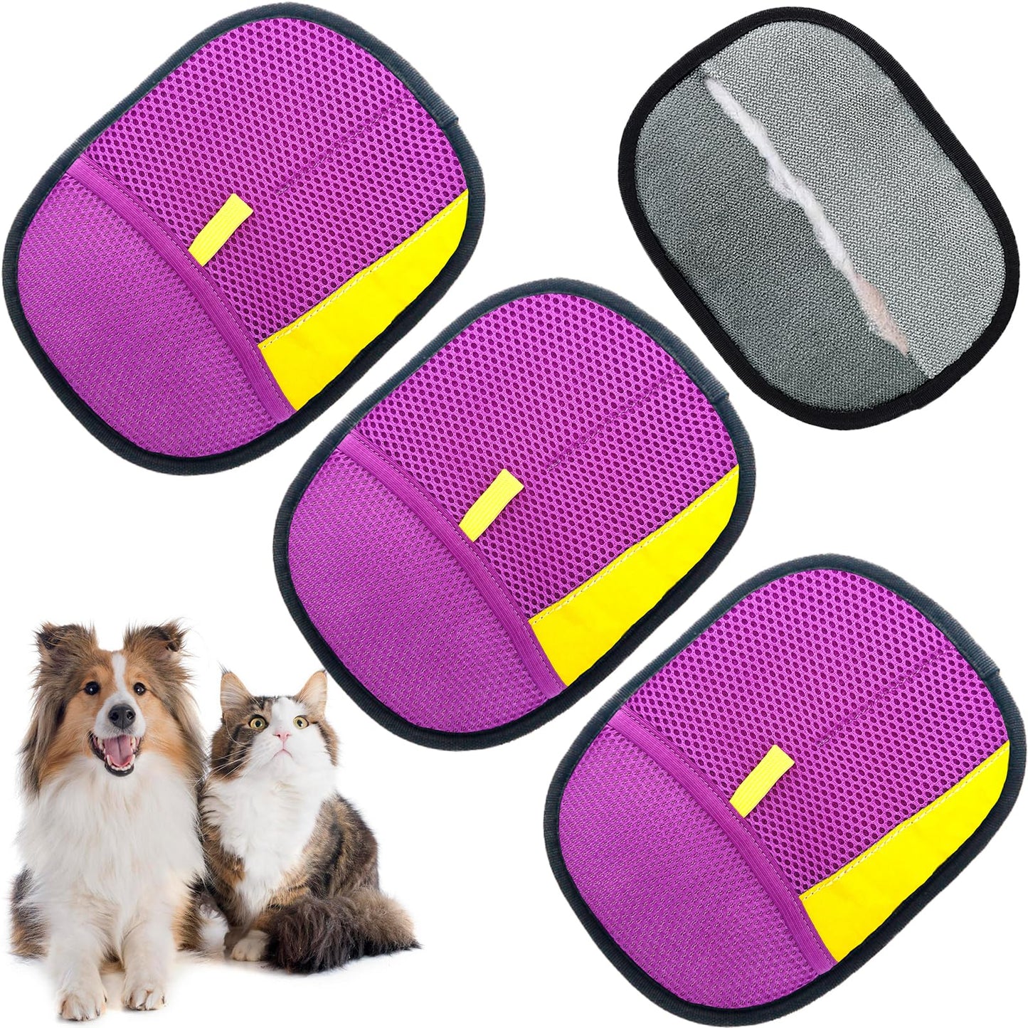 Cosyiker 3pc Pet Hair Removal Gloves, Reusable Cats & Dogs Pet Hair Removal Tool,Efficient Pet Hair Removal Electrostatic Gloves is Suitable for Clothes, Sofas, Beds and Carpets (Purple)