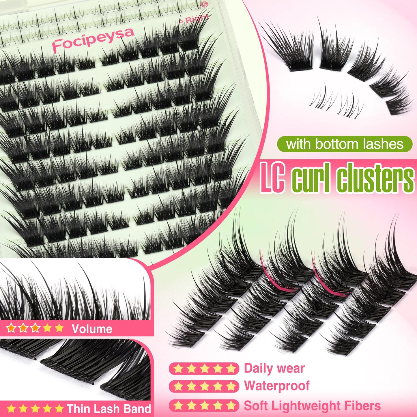 Fox Eye Eyelash Clusters Natural Volume Lashes Clusters Cat Eye Lash Extensions Wispy Cluster Eyelash Extensions Lightweight Waterproof Eyelashes Extension for Effortless Volume Salon Effect Lash