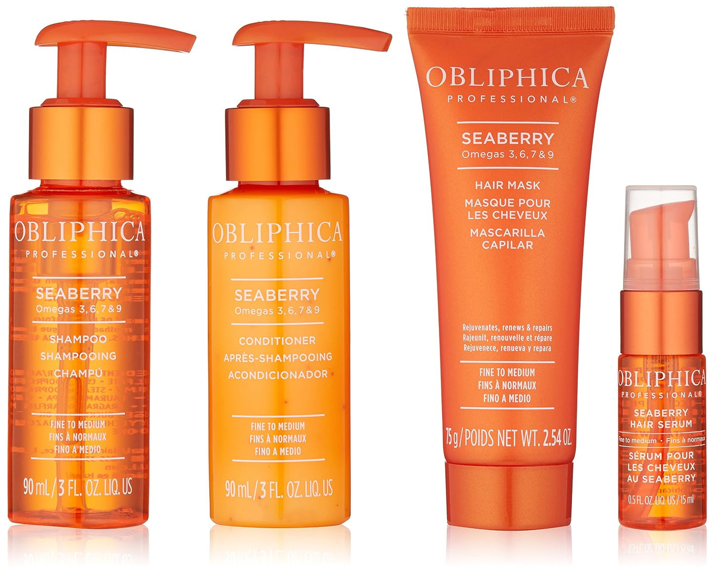 Obliphica Seaberry Travel Kit for Fine to Medium Hair - Nourishing Hair Care Essentials